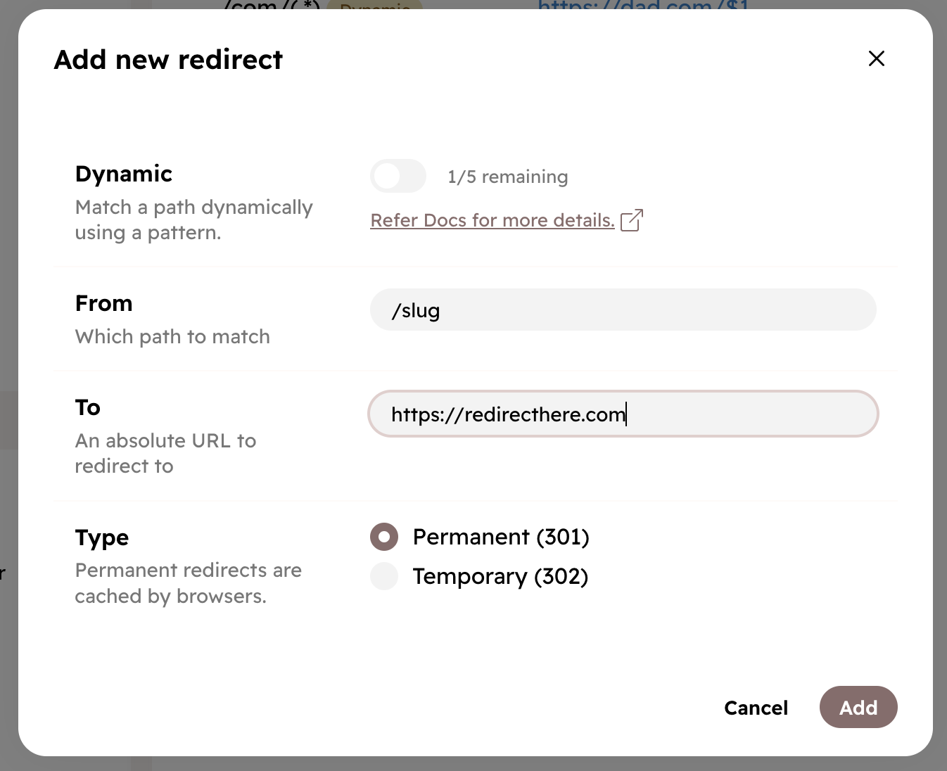 Create Redirect